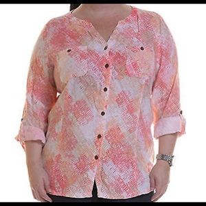 Linen Button Down Blouse by JM Collections